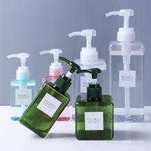 Luxury Clear Green Pink Square Empty 250ml 650ml Cosmetic Lotion Pump Bottle Plastic PETG Shampoo Liquid Soap Bottles